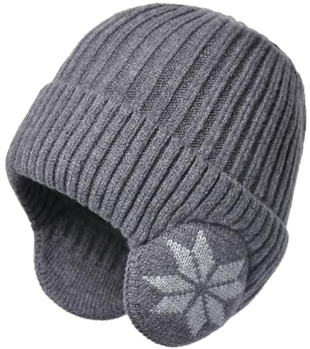 Malaxlx Herren Damen Wintermütze Strickmütze mit Ohrenklappen - Warme Wintercap Skimütze Beanie für Männer und Frauen