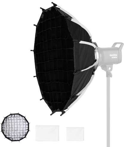 Soonpho 90cm/35.4inch Gran Angular Parabólica Softbox Liberación Rápida Softbox, Estudio de Fotografía de Plata Gran Angular Soft Box para Bowens MonoLight y Flash para GODOX para Neewer para Aputure