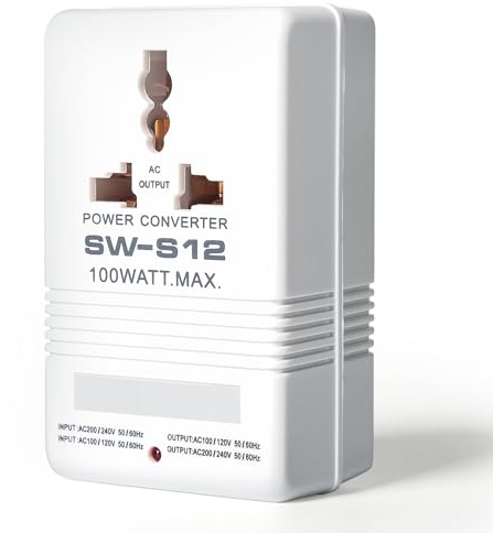 Jadeshay Spannungswandler 110V auf 230V 100W Dual Kanal Transformator 110V/120V bis 220V/240V Conversion Reiseadapter Weltweit Steckdosenadapter