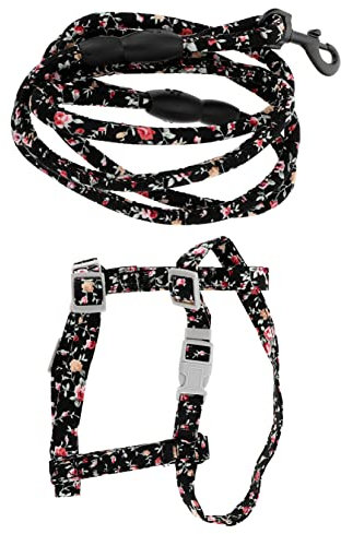 FOMIYES Katzensicher Ausbruchsicheres Katzengeschirr Mit Verstellbarer Leine Outdoor-Seil Für Kätzchen Schwarz Bequemes Design Für