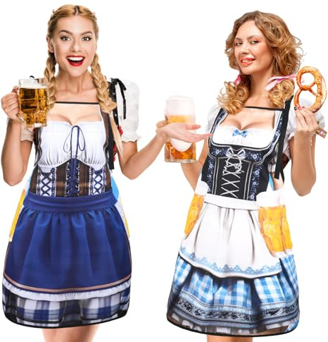 Yamitora 2 Stück Oktoberfest Schürze, Kochschürze Dirndl | Oktoberfest Schürze,Accessoires, Küchenschürze Sexy Grillschürze für Bierfest Party - Lustige Geschenk