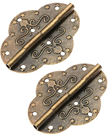 SHOUKAII 2 Stück 69 x 53 mm antike Bronze-Schrankscharniere for Schmuck, Holzkisten, Türen, Schubladen, dekorative Vintage-Eisenscharniere, Möbelbeschläge, Scharniere