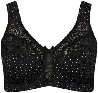 Ulla Popken dam avlastnings-BH, spets, utan bygel, kopp C-F BH's, svart, 95D