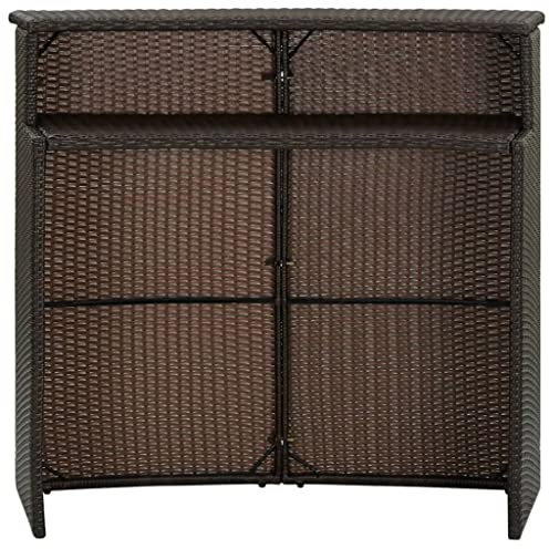 HETFTJN Table de jardin à bière - Petite table de camping - Petite table de bar - Marron - 120 x 55 x 110 cm - En polyrotin - Pour salle à manger, jardin, cour, balcon