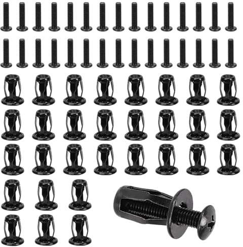 Swpeet 60Pcs M6 hohle Jack Muttern mit flachem Senkkopf Maschinenschrauben Sortiment Kit, Gewindeeinsatz Petal Muttern, Expansionsmutter, Nutserts Schrauben, Flachkopf Phillips Schrauben für Hohlwand