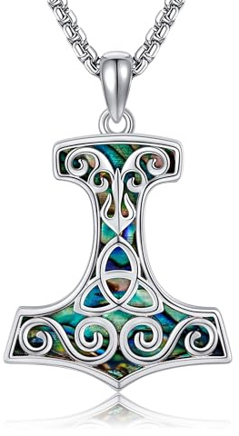 URONE Collar con colgante de martillo de Thors de plata de ley 925 con diseño de nudo celta, joyería vikinga, regalo para hombres y mujeres, Plata esterlina, No es una piedra preciosa