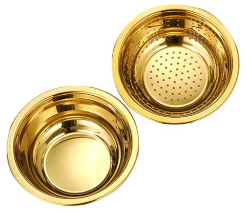 Cabilock Edelstahl Abflusskorb Und Schüssel Set Mit Feinmaschigem Reissieb 18X18X6.2Cm Küchen Sieb Obstwaschkorb Für Küche Haushalt