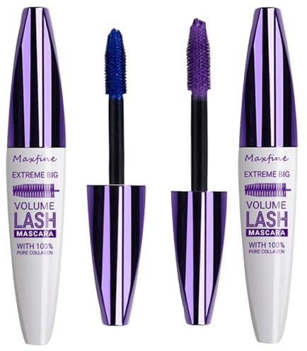 Mascara viola impermeabile, 10 ml, resistente all'acqua, a lunga durata, volumizzante, per Natale, Halloween, feste, matrimoni (Tubo bianco - Blu-Viola)