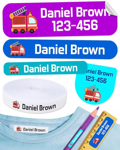 155 Personalisierte Etiketten für Kleidung & Gegenstände. 100 Ökologische Bügeletiketten & 55 Klebeetiketten für Schulmaterial. Individueller Name