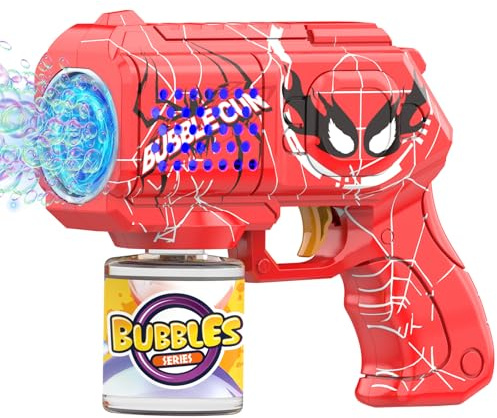 Muakiz Spider Pistola Spara Bolle di Sapone: Macchina Bolle di Sapone 10000 + Bubble/min con 2 Liquido 4 batterie - Matrimoni, Esterni Giocattolo per Bambini