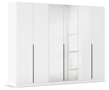Rauch Möbel Alabama, Kleiderschrank, Hochglanz Weiß/Weiß, Breite 271 cm | Schrank, 6-türig, mit Spiegel, Zubehör Basic, für Schlafzimmer, Kinderzimmer, Homeoffice, Gästezimmer, Garderobe, Flur