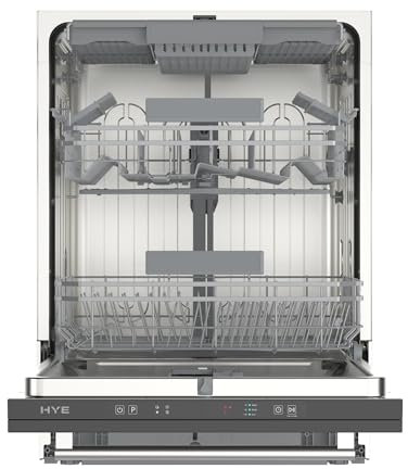HYE Integrated Dishwasher 60cm Full Size, 16 Place Settings, Built-In, 47dB Quiet Operation, 4 Wash Programs, Quick Wash & Delay Timer – DW01B16PS19 [2025]
