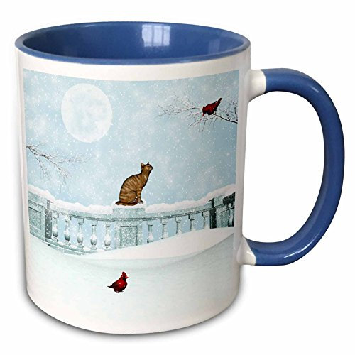 Tazze Di Caffè Particolari Tazza Da Caffe 330Ml, Cat And Cardinal In Winter Snow Ceramica Mugs Moderne Per Tè Lavoro Ufficio