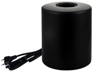 LUXULA Tischleuchte JAR mit E27 Fassung, Metall, Schwarz, rund | 180cm Textilkabel mit Schalter, Tischlampe für Wohnzimmer Schlafzimmer Nachttisch, ohne Leuchtmittel