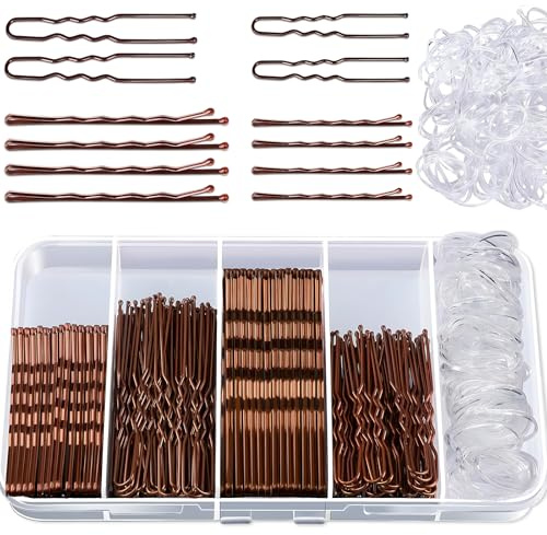 Leikedun 500 Stück Haarnadeln Bobby Pins Set - Haarklammern U-förmige Haarnadeln 2inch 2.36inch, Hair Pins 2inch 2.75inch mit Aufbewahrungsbox, Zubehör für Hochsteckfrisuren für Frauen Mädchen(Braun)