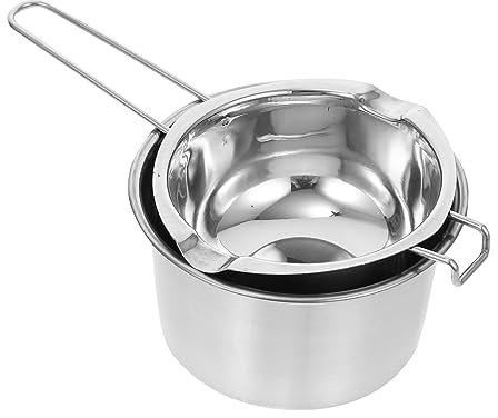 PartyKindom Double Boiler Pot 600ml Stainless Steel Chocolate Wax Melting Pot 16cm Outer Pan for Candle and Cheese Melting Cooking