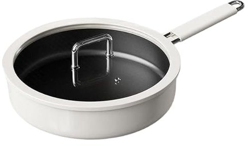 Frying Pans Nonstick, Cooking Pan Nonstick, 1.97 inches Heat-Resistant Kitchen Supplies with Lid, Cookware Ceramic Coating Pot Skillet for Meals, Induction Electric Stove Oven