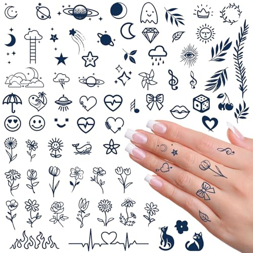 8 Hojas Tatuajes Temporales, Flor Falsos Calcomanias Impermeables para Adultos Mujeres Hombres, Que Duran de 1 a 2 Semanas