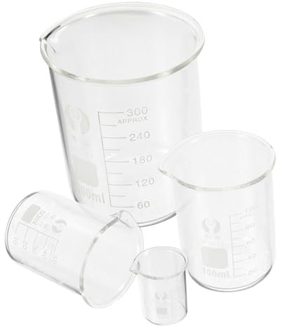 Ipetboom 4Piezas Vasos Medidores de Vidrio de Borosilicato Set de Cristalería Química para y Educación