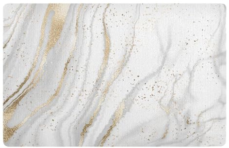 Mnsruu Gold White Grey Marble Doormat Front Door Mat, Non-Slip Dirt Trapper Mats for Entrance, Inside, Kitchen, 50x80 cm