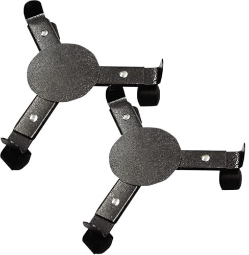 Almineez 2 x Extendable Plant Pot Stand Mover - Adjustable Width Heavy Duty Steel Flower Pot Caddy Trolley with 3 Wheels for Moving 25-38cm Diameter Pots