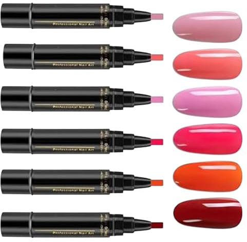 6 Colori Penne Smalto Per Unghie Senza Lampada, 8ml Penna Smalto Gel Per Unghie 0ne Step, Asciugatura Rapida, Pennes Per Smaltos Portatili Pennarelli Per Unghies Per Ragazze, Amici, Famiglia, Donne