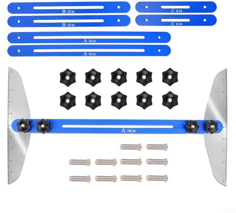 Adjustable Stair Tread Measuring Tool Made from Aluminum Alloy and Stainless Steel for Precision Cuts on Stair Treads, Deck Floors, and Shelves