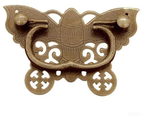 HanOaki Drawer Handle 90 x 60 mm Solid Copper Antique Bronze Pull Knob for Cabinet Cupboard Wardrobe Door Furniture Hardware(Copper colored)