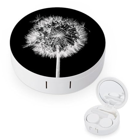 fkgvwo Contact Lens Container White Flower Travel Contact Lens Box with Mirror Tweezers Solution Bottle