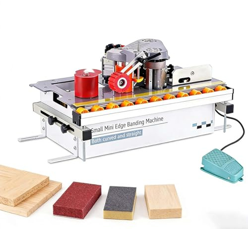 SIEEOUR Máquina De Cantear Compacta Para Madera Y Pvc, Velocidad Ajustable 0–6 M/Min, Para Cantos Rectos Y Curvos, 10–40mm Para Fabricación De Muebles Y Trabajos De Carpintería,Diy