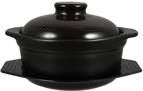 JECOMPRIS Pentola in Ceramica con Coperchio e Vassoio 18,5 Cm per Stufati Professionale e Cucina Casalinga, Casseruola per Hotel e Ristoranti, Resistente lungo Uso per Zuppe e Spezzatini