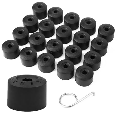 Risecore 20 Pieces 17mm Wheel Bolt Caps With Removal Tool Set,Hex Head Wheel Nut Covers Universal For All Cars Anti-Theft Durable Wheel Nut Caps (Black)