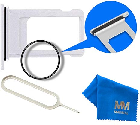MMOBIEL SIM Card Slot Tray Holder Replacement Compatible with iPhone 7 2016 - Incl. Rubber Gasket and Sim Pin - Silver