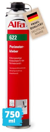 Alfa Perimeterkleber 750 ml – Profi Klebeschaum – B2 PU-Schaum 1K | Profi-Qualität - 1k Dämmschaum für Kellerdämmung, XPS & EPS Platten - hohe Wärmedämmung - einfache Verarbeitung