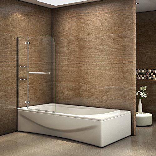 Paroi de douche 90x140cm pare de douche pivotant Pare baignoire avec les étages en verre securit