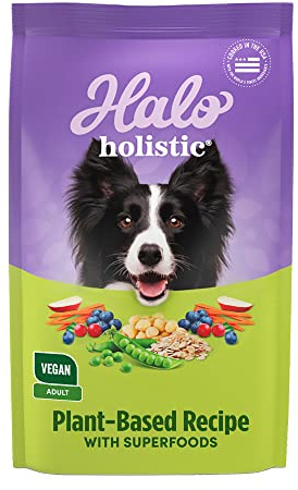 Halo Holistic Plant-Based Recipe With Superfoods, Complete Digestive Health, Vegan Dry Dog Food Bag, Adult Formula, 21-lb Bag