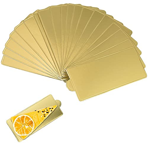 GOLRISEN 100 Pièces Support à Gâteau Rectangulaire en Carton 12 * 5,5 cm Planches Assiettes en Papier de Gâteau Mini Plateaux à Gâteaux Support à Gâteau Or pour des Tartes Salées ou des Petits Fours