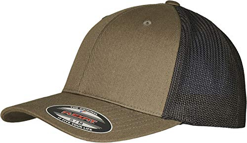 Flexfit Unisex Trucker Recycled Mesh Baseball Cap, Olive/Black, L/XL