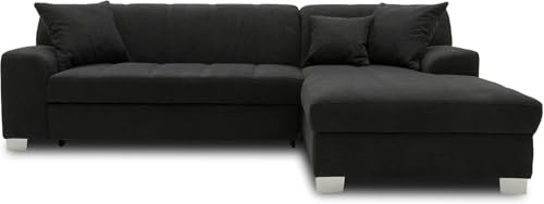 DOMO. collection Divano angolare Capri, divano a forma di L, divano ad angolo, divano ad angolo, 239 x 152 x 75 cm (larghezza x profondità x altezza), nero