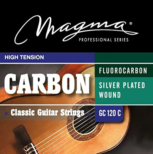 Magma - 1 Satz Saiten für Spanische Gitarre aus versilbertem Kupfer, 1°, 2° und 3° Flurocarbon - Hochspannung - (GC120C)