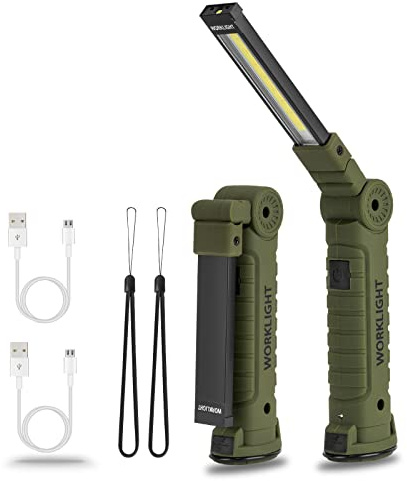 LED Rechargeable Torch,Vagocom Torches Bright Work Light,Mechanic Tools Gifts for Him Mens,Portable Emergency Inspection Lamps with Magnetic Base and Hook for Camping Christmas Birthday Gift(2 Pack)