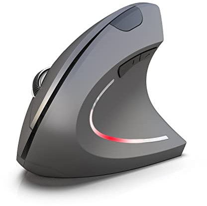 TriLine Wireless Ergonomic Vertical Mouse, 2.4G USB Cordless Right Hand 3 Adjustable 800-1200-1600 DPI 6 Buttons Optical Mice, for Laptop, PC, Desktop, Notebook Accessories, Black (Black)