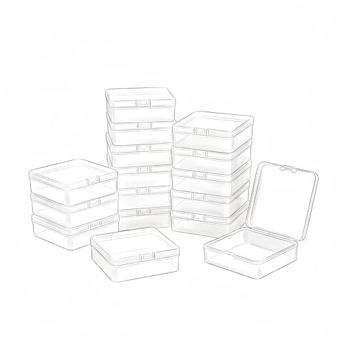 LJY 16 Kunststoffboxen mit Deckel, Transparent, 8,5 x 8,5 x 2,8 cm | Für Perlen, Schmuckzubehör, kleine Schrauben und trockene Kleinteile in Haushalt, Hobbyraum oder Werkstatt