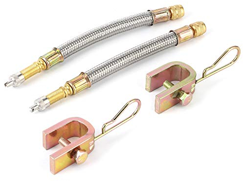 Ventilverlängerung LKW 2 Stücke 150 mm Reifenventilverlängerung mit 2 Eisenklemme Edelstahl Autoventil Reifen Flexibel Ventil Extender Verbindungsstück für Auto LKW Wohnmobil Anhänger Wohnmobil