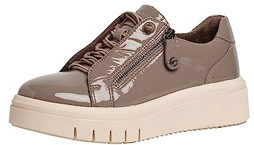 Tamaris 8-83717-41 Comfort Fit-Plantilla Intercambiable de Piel Deportiva con Cordones elásticos con Cremallera Lateral, Zapatillas Mujer, marrón, 36 EU Ancho