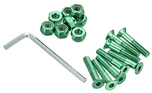 PATIKIL Skateboard Matériel Trousse, 1 Montage Vis Hexagon Tête Boulons Écrous Ensemble avec Clé à Molette pour Longboard Croiseur, Vert