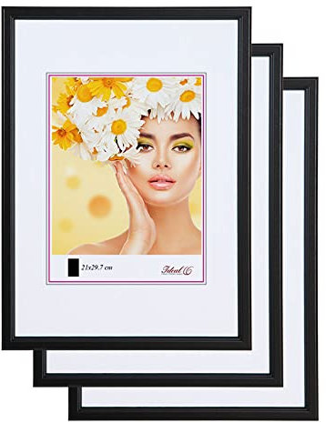 IDEAL TREND 3er 5er Set Holz Bilderrahmen Foto Rahmen Holzrahmen Wanddeko Collage Poster S236: Farbe: 3er Pack Schwarz | Format: 40x50