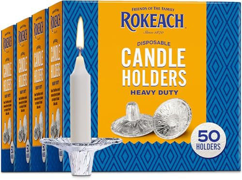 Rokeach Extra Heavy Duty Disposable Aluminum Foil Candle Holders, 4X 50 Pack (200 Holders) Bulk | Bobeches for Candlesticks | Fits All Standard Candle Sticks