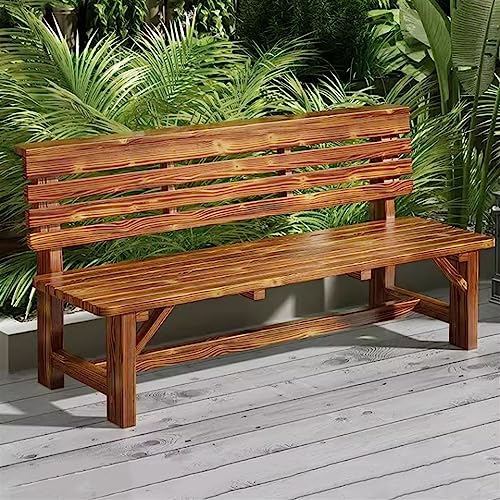 Gartenbank Einfache Outdoor-Bank, Vollmassivholz-Parkstühle, rustikale Holz-Outdoor-Bank mit Rückenlehne for Balkon, Terrasse, Veranda, Hinterhof, Garten Bank Sitzbank (Color : Carbonization, Size :