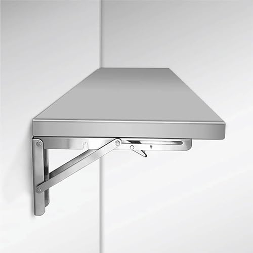 Wandtisch klappbar Drop-Leaf-Wandklapptisch, Robuster Klapptisch mit Klapptisch,Hergestellt aus Edelstahl 304, verdickter Klappständer aus Edelstahl, 0,8 mm dicke Oberfläche aus gebürstetem Edelstahl(